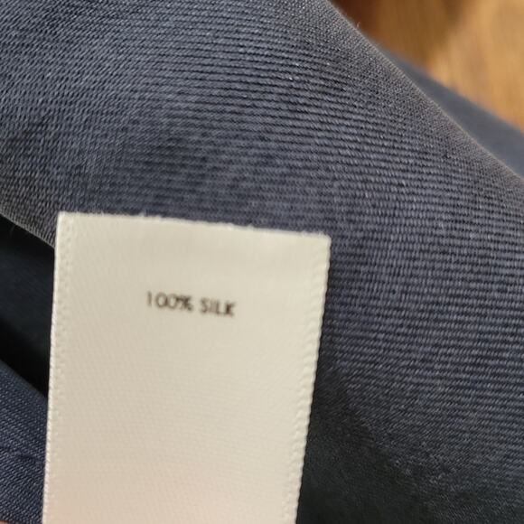 Unsubscribed 100% Silk Navy Blue Shirtdress Long Sleeve Size 10 - Picture 7 of 9